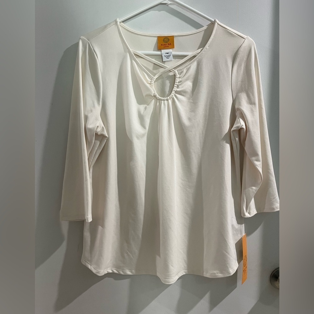 Ruby Rd. Ivory Blouse, Petite Medium, new!